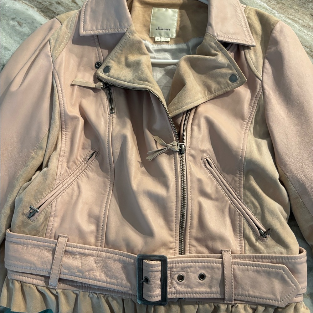 Elevenses Blush Leather Jacket with Belt